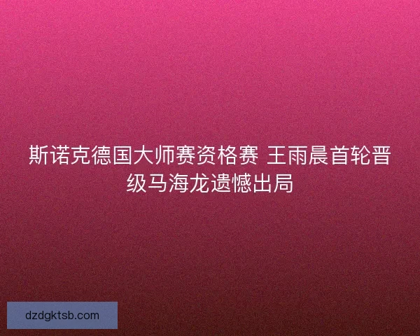 斯诺克德国大师赛资格赛 王雨晨首轮晋级马海龙遗憾出局