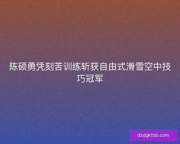 陈硕勇凭刻苦训练斩获自由式滑雪空中技巧冠军